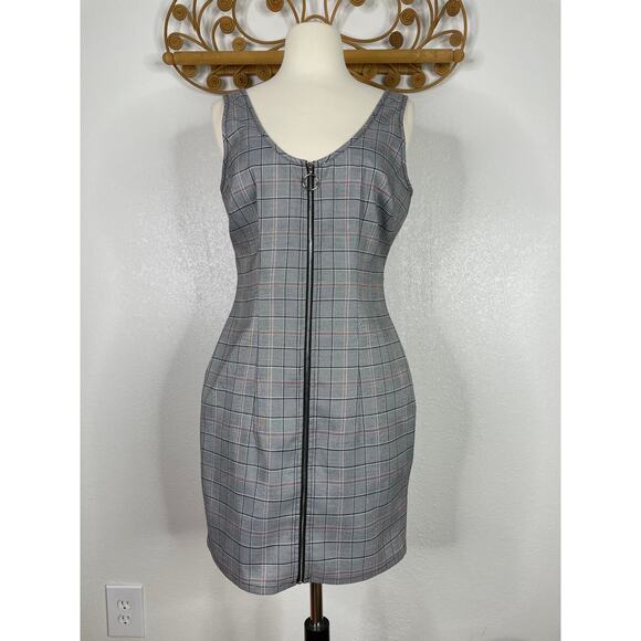 GUESS plaid ring pull zip dress S - Picture 2 of 8